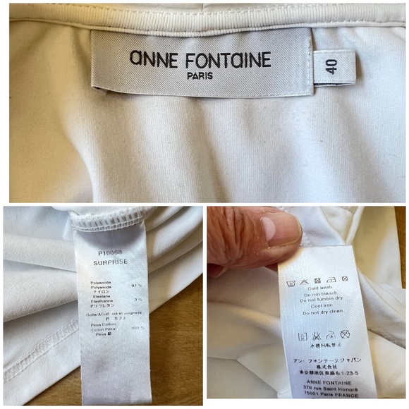 SOLD ANNE FONTAINE SURPRISE TOP 40 6-8 WHITE WRAP 3/4 SLEEVE STRETCH PIMA COTTON - Picture 12 of 12